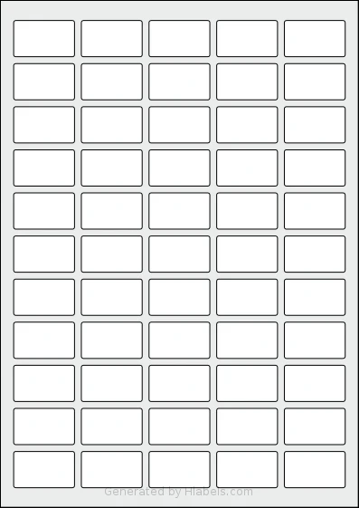 Avery® 35x21-R template with 55 rectangular 35.6 x 21.17 millimeter labels per sheet, on A4-size adhesive blank label sheets.