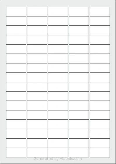 Avery® 3617 template with 80 rectangular 36 x 17 millimeter labels per sheet, on A4-size adhesive blank label sheets.