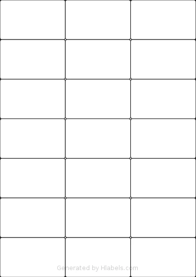Avery® 3652 template with 21 rectangular 70 x 42.42 millimeter labels per sheet, on A4-size adhesive blank label sheets.