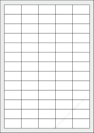Avery® 3666 template with 65 rectangular 38.1 x 21.2 millimeter labels per sheet, on A4-size adhesive blank label sheets.