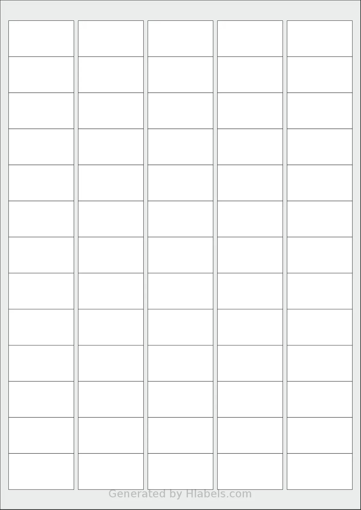 Avery® 3821 template with 65 rectangular 38 x 21 millimeter labels per sheet, on A4-size adhesive blank label sheets.