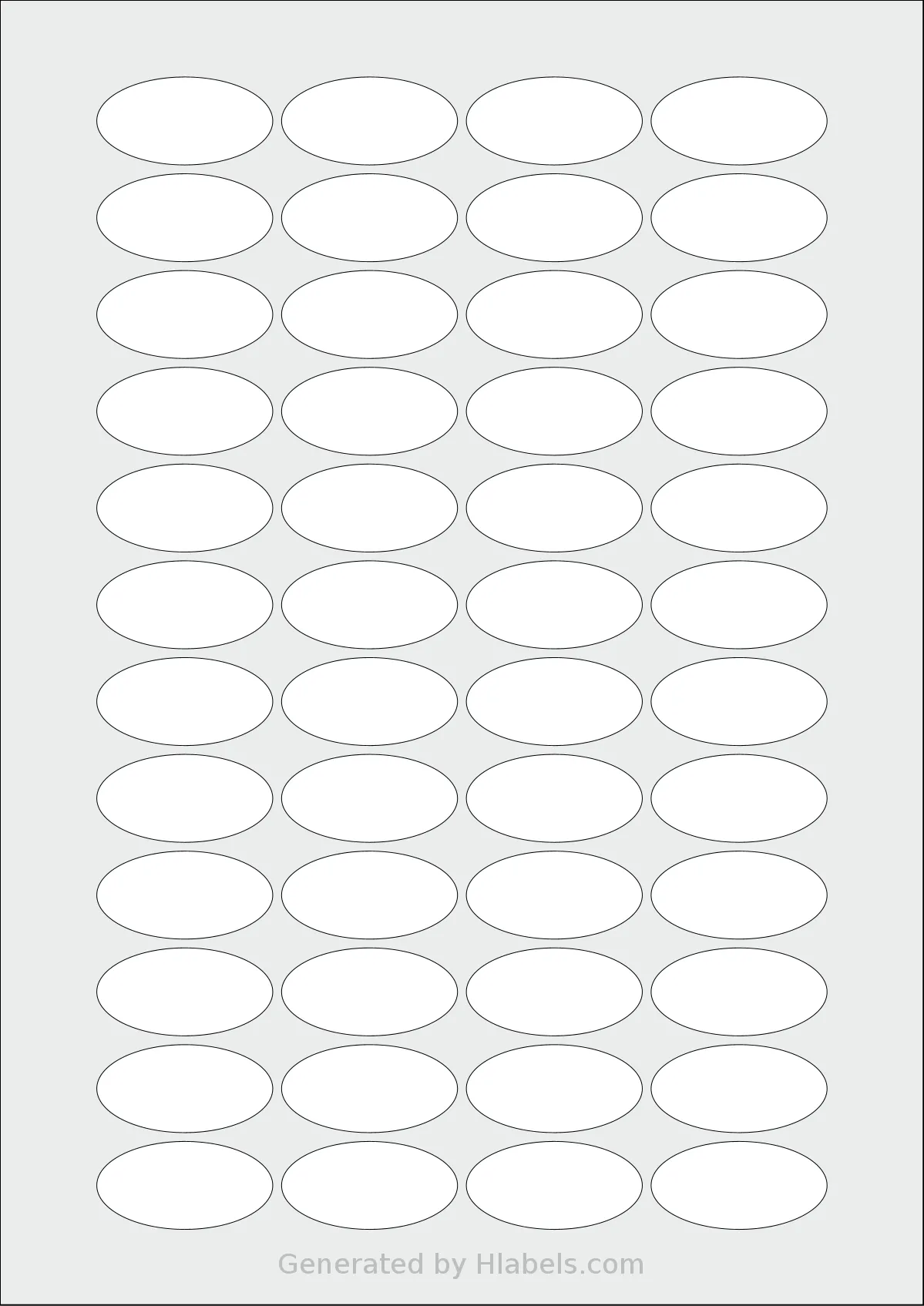 Avery® 4020 template with 48 oval 40 x 20 millimeter labels per sheet, on A4-size adhesive blank label sheets.