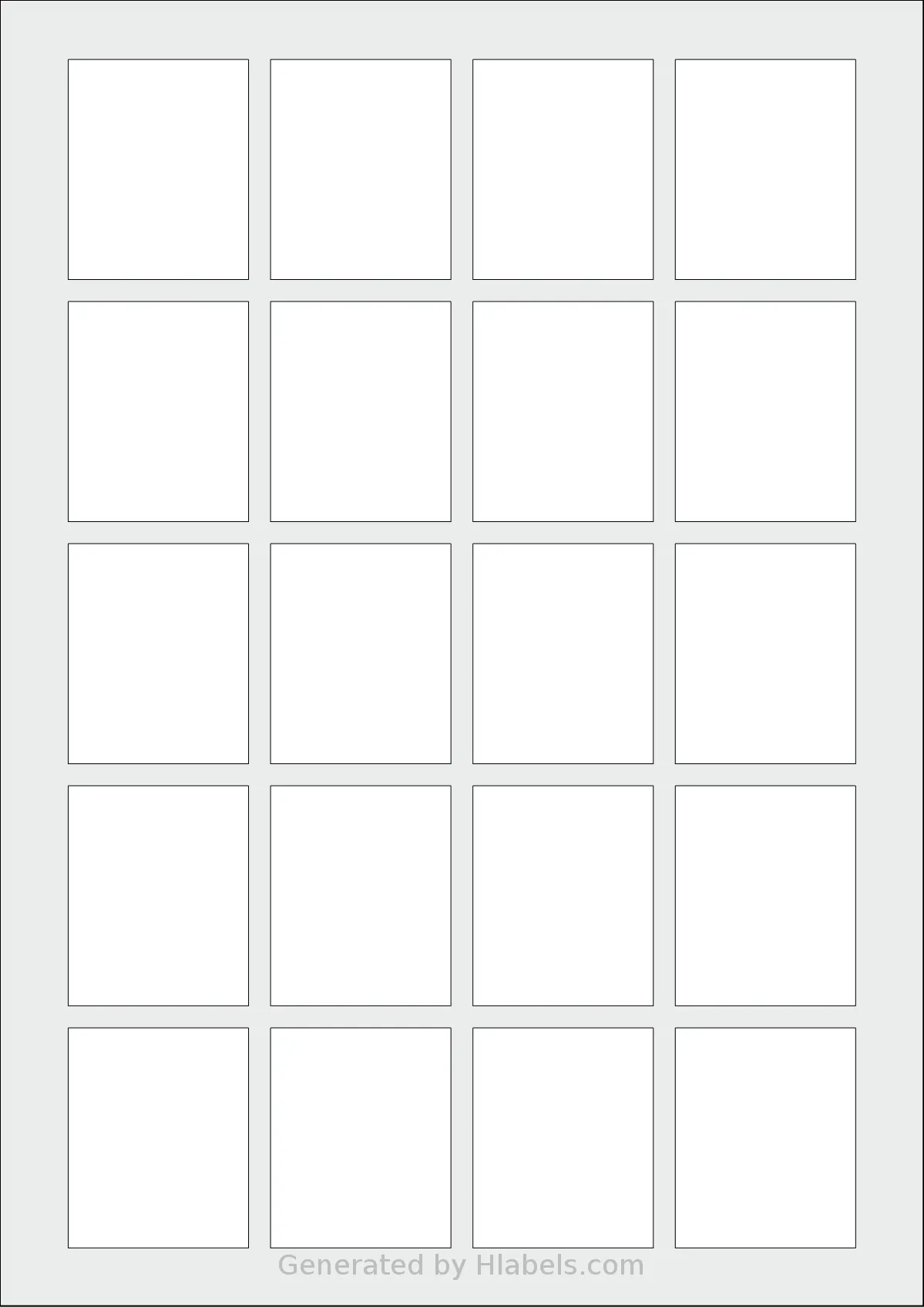 Avery® 4150 template with 20 rectangular 41 x 50 millimeter labels per sheet, on A4-size adhesive blank label sheets.