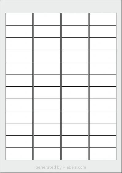 Avery® 4621 template with 48 rectangular 46 x 21 millimeter labels per sheet, on A4-size adhesive blank label sheets.