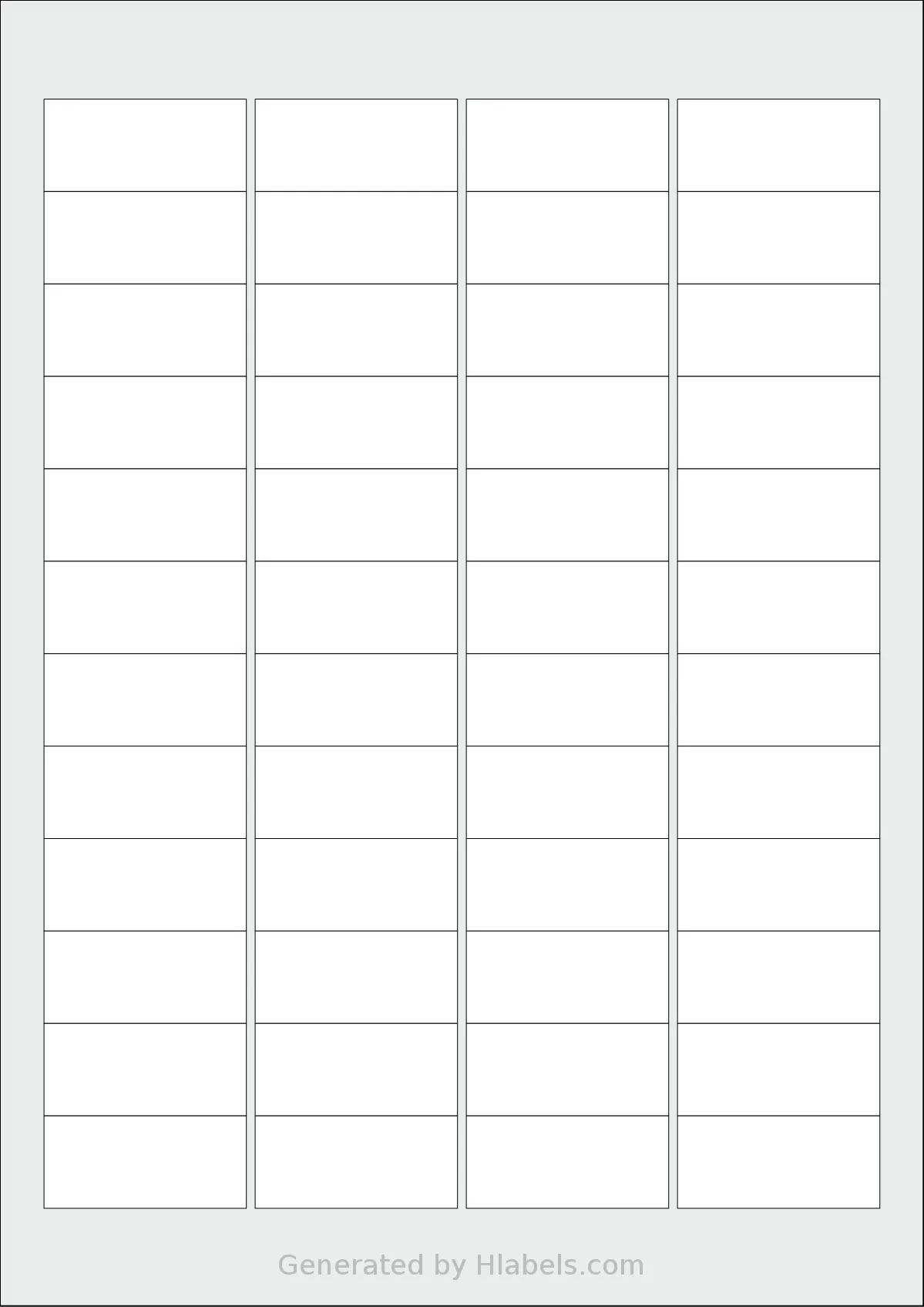 Avery® 4621 template with 48 rectangular 46 x 21 millimeter labels per sheet, on A4-size adhesive blank label sheets.