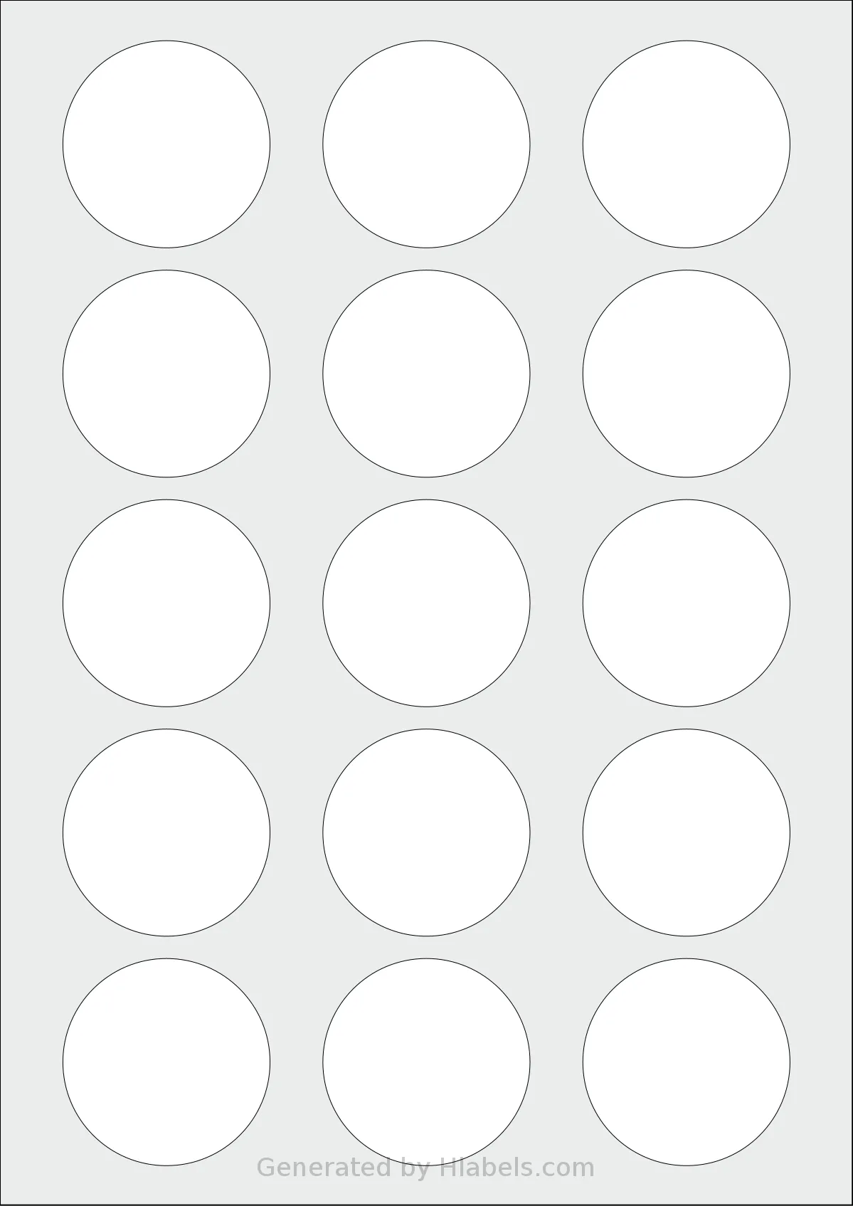 Avery® 51-RND template with 15 circle labels per sheet, each 51 millimeter in diameter, on A4-size adhesive blank label sheets.
