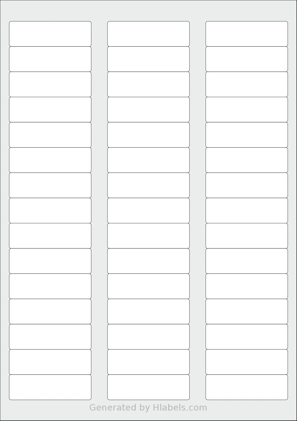 Avery® 58x17-R template with 45 rectangular 58 x 17.8 millimeter labels per sheet, on A4-size adhesive blank label sheets.
