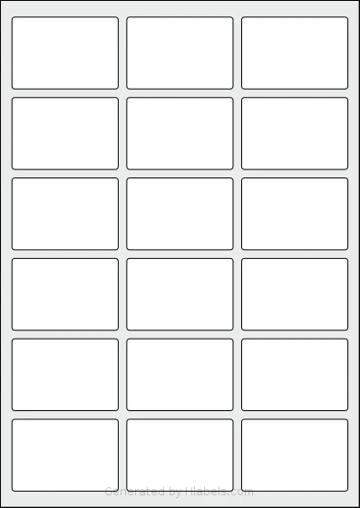 Avery® 62x42-R template with 18 rectangular 62 x 42 millimeter labels per sheet, on A4-size adhesive blank label sheets.