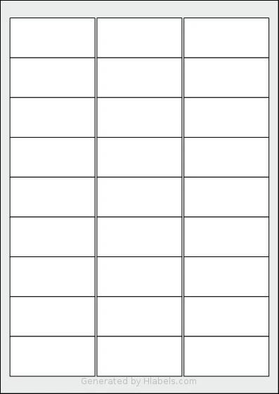 Avery® 6430 Template Avery® 6430 template with 27 rectangular 64 x 30 millimeter labels per sheet, on A4-size adhesive blank label sheets.