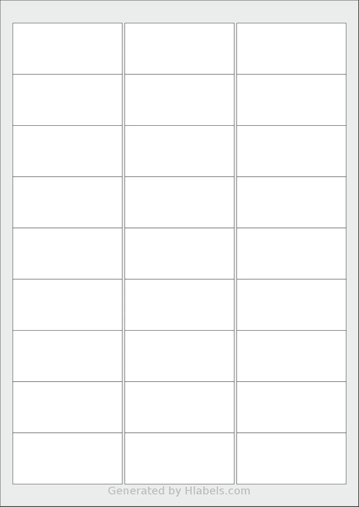 Avery® 6430 template with 27 rectangular 64 x 30 millimeter labels per sheet, on A4-size adhesive blank label sheets.