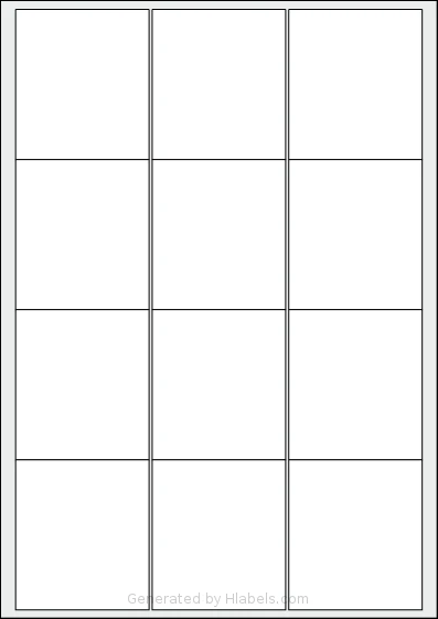 Avery® 6472 template with 12 rectangular 64 x 72 millimeter labels per sheet, on A4-size adhesive blank label sheets.