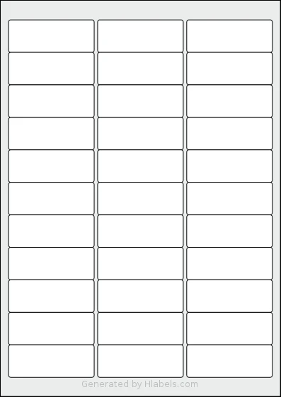 Avery® 64x24-R template with 33 rectangular 64 x 24.3 millimeter labels per sheet, on A4-size adhesive blank label sheets.
