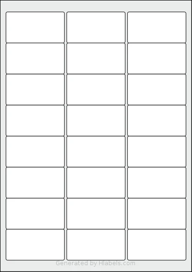 Avery® 64x33-R template with 24 rectangular 64 x 33.8 millimeter labels per sheet, on A4-size adhesive blank label sheets.