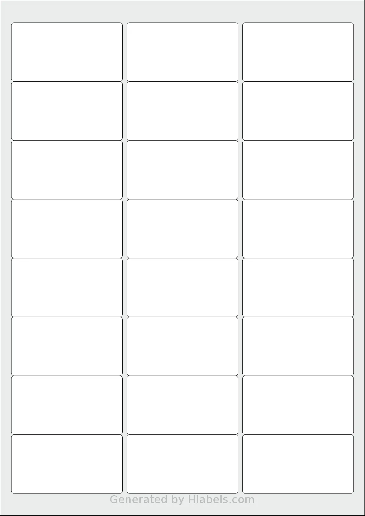 Avery® 64x33-R template with 24 rectangular 64 x 33.8 millimeter labels per sheet, on A4-size adhesive blank label sheets.