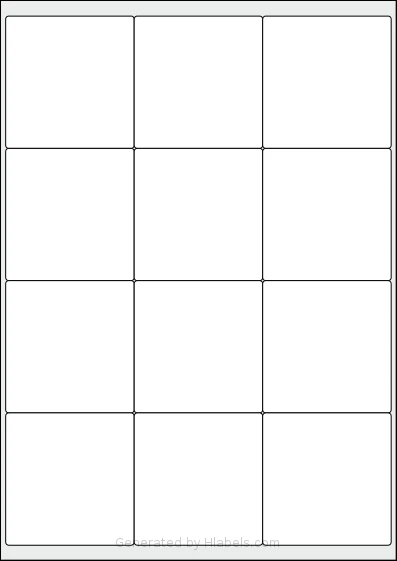 Avery® 70x68-R template with 12 rectangular 68 x 70 millimeter labels per sheet, on A4-size adhesive blank label sheets.