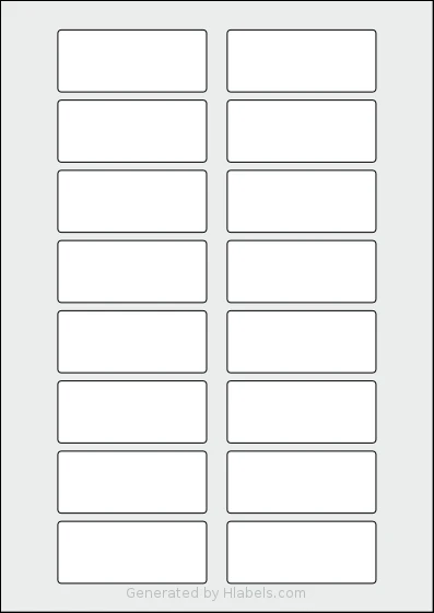 Avery® 72x30-R template with 16 rectangular 72 x 30 millimeter labels per sheet, on A4-size adhesive blank label sheets.
