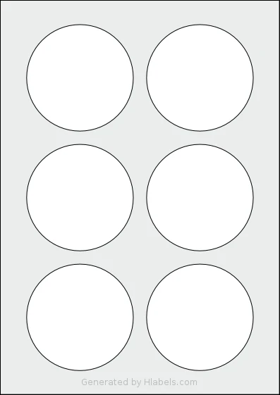 Avery® 80 Template Avery® 80 template with 6 circle labels per sheet, each 80 millimeter in diameter, on A4-size adhesive blank label sheets.