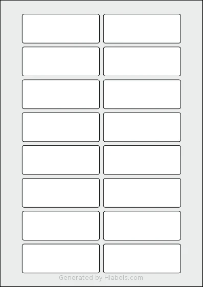Avery® 80x30-R template with 16 rectangular 80 x 30 millimeter labels per sheet, on A4-size adhesive blank label sheets.