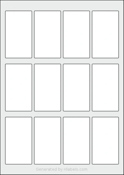 Avery® 80x45-R template with 12 rectangular 45 x 80 millimeter labels per sheet, on A4-size adhesive blank label sheets.