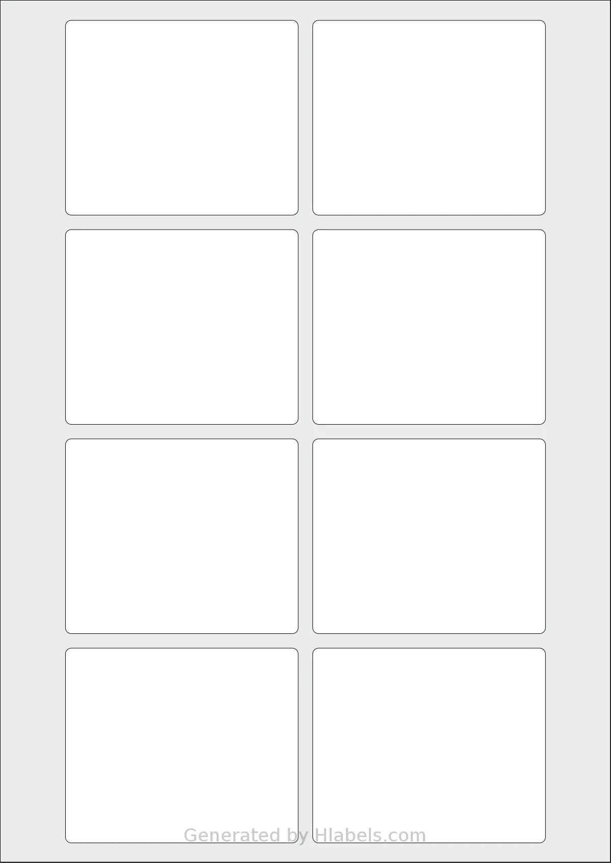Avery® 80x67-R template with 8 rectangular 80 x 67 millimeter labels per sheet, on A4-size adhesive blank label sheets.