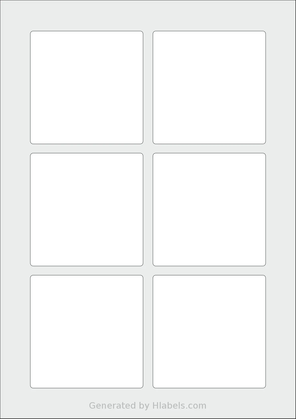 Avery® 80x80-S template with 6 square 80 x 80 millimeter labels per sheet, on A4-size adhesive blank label sheets.