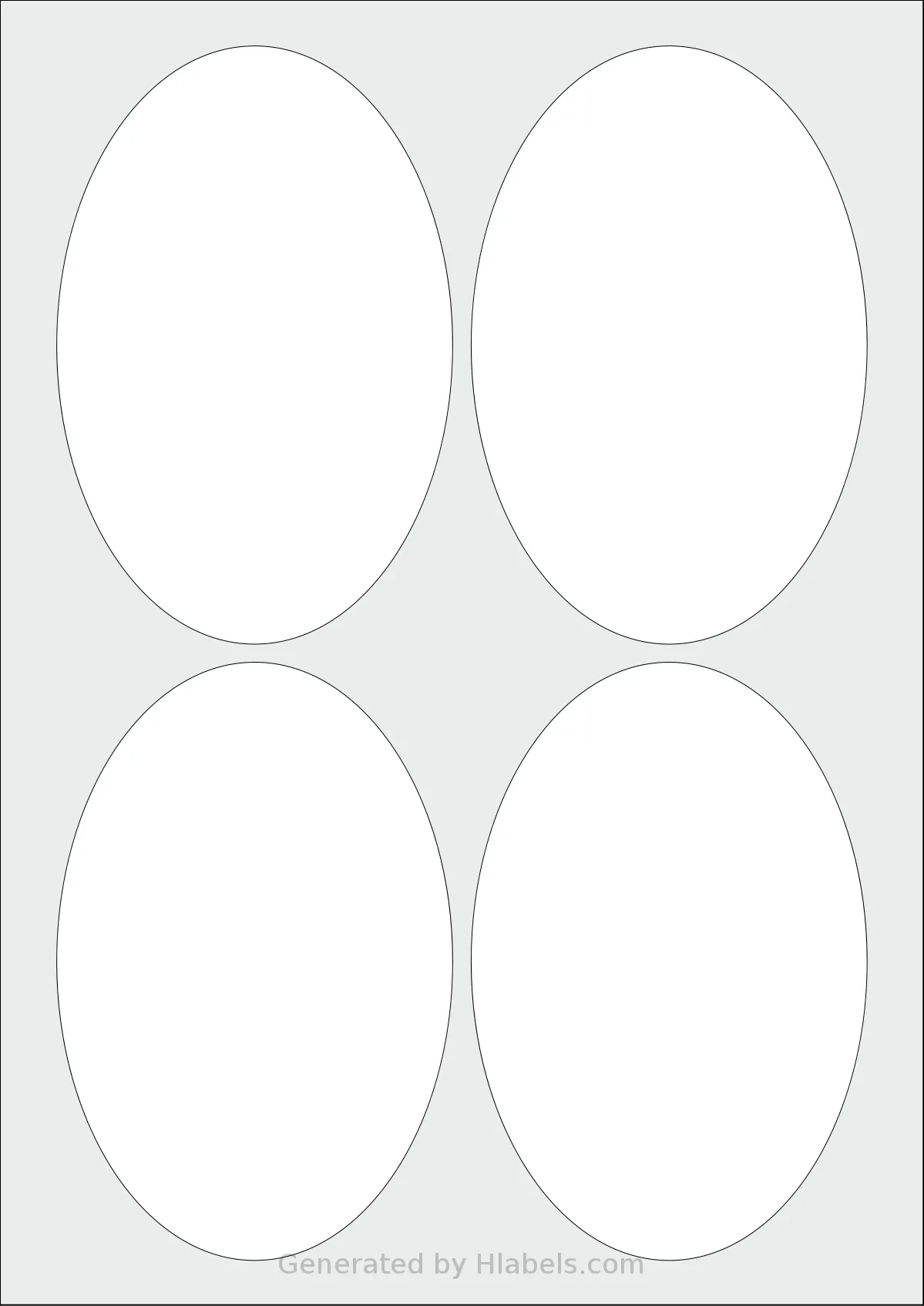 Avery® 90x136-O template with 4 oval 90 x 136 millimeter labels per sheet, on A4-size adhesive blank label sheets.