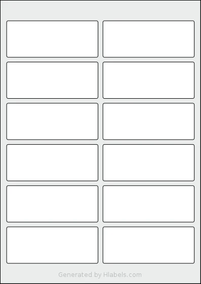 Avery® 95x38-R template with 12 rectangular 95.5 x 38.1 millimeter labels per sheet, on A4-size adhesive blank label sheets.