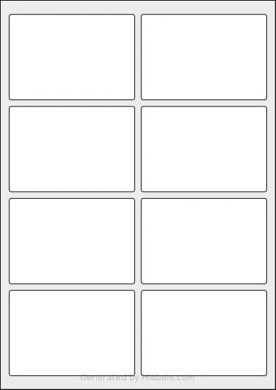 Avery® 95x65-R template with 8 rectangular 95.5 x 65 millimeter labels per sheet, on A4-size adhesive blank label sheets.