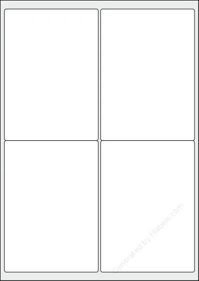 Avery® J8169 template with 4 rectangular 99.1 x 139 millimeter labels per sheet, on A4-size adhesive blank label sheets.