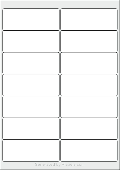 Avery® J8563 template with 14 rectangular 99.06 x 38.1 millimeter labels per sheet, on A4-size adhesive blank label sheets.