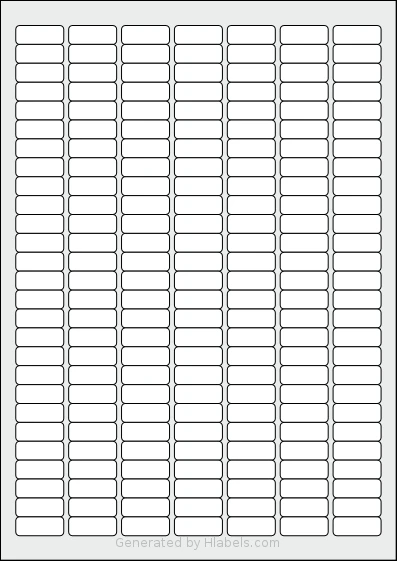 Avery® J8658 template with 189 rectangular 25.4 x 10 millimeter labels per sheet, on A4-size adhesive blank label sheets.