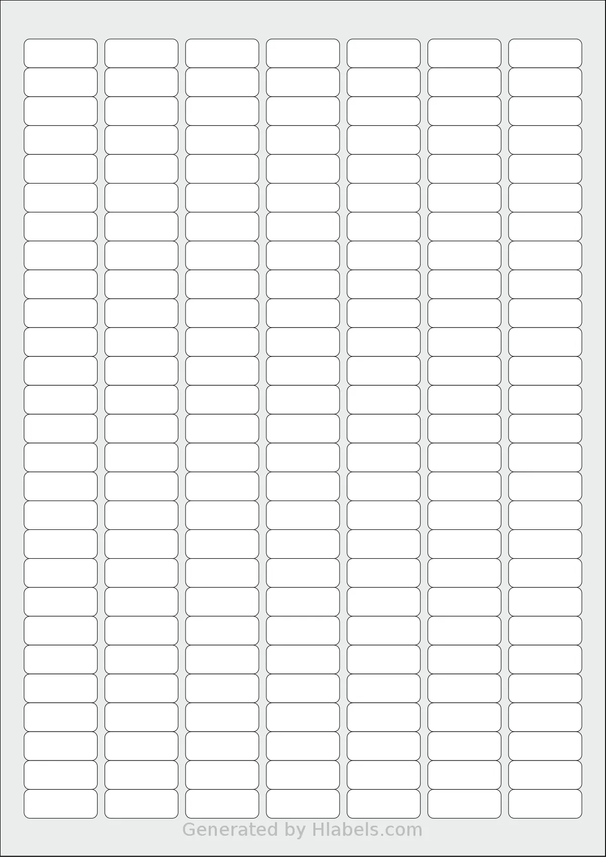 Avery® J8658 template with 189 rectangular 25.4 x 10 millimeter labels per sheet, on A4-size adhesive blank label sheets.