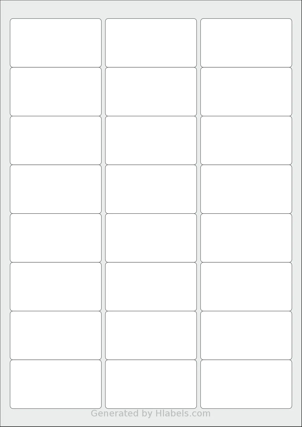 Avery® L4773REV template with 24 rectangular 63.5 x 33.9 millimeter labels per sheet, on A4-size adhesive blank label sheets.