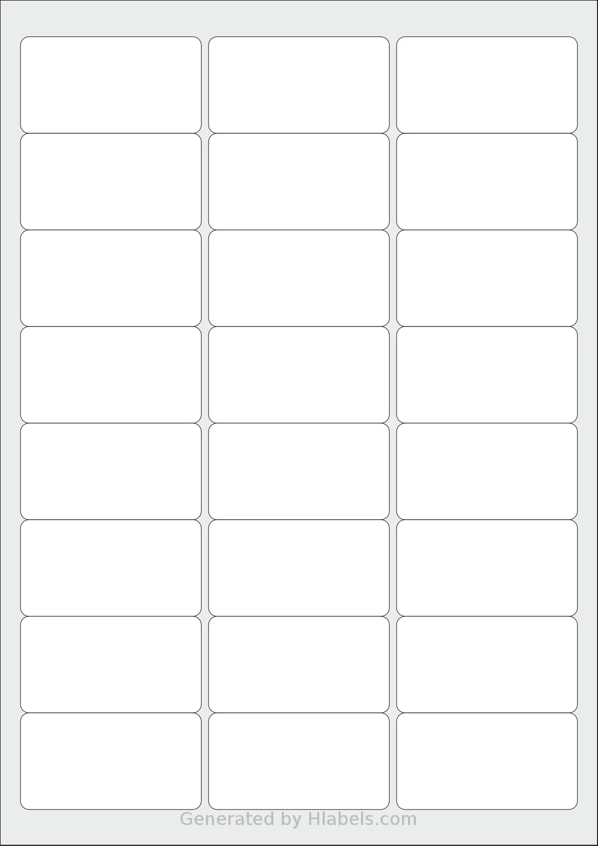 Avery® L6035 template with 24 rectangular 63.5 x 33.9 millimeter labels per sheet, on A4-size adhesive blank label sheets.