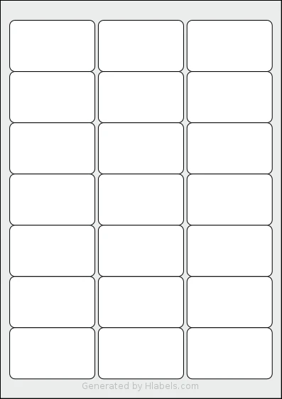 Avery® L7160 template with 21 rectangular 63.5 x 38.1 millimeter labels per sheet, on A4-size adhesive blank label sheets.