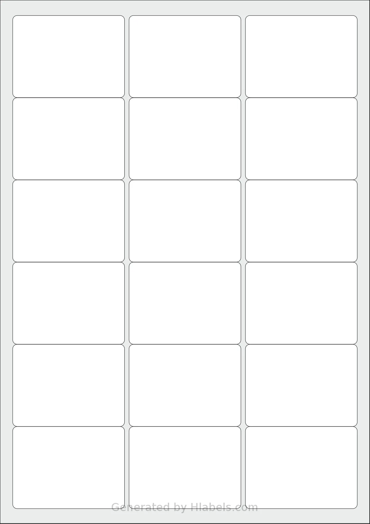 Avery® L7161 template with 18 rectangular 63.5 x 46.6 millimeter labels per sheet, on A4-size adhesive blank label sheets.