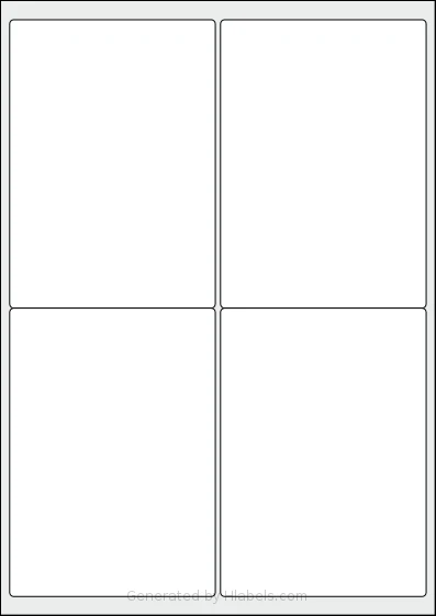 Avery® L7169 template with 4 rectangular 99.1 x 139 millimeter labels per sheet, on A4-size adhesive blank label sheets.