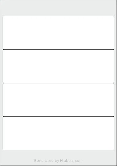 Avery® L7171 template with 4 rectangular 200 x 60 millimeter labels per sheet, on A4-size adhesive blank label sheets.