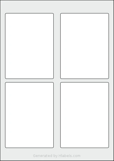 Avery® L7275 template with 4 rectangular 89 x 120.7 millimeter labels per sheet, on A4-size adhesive blank label sheets.