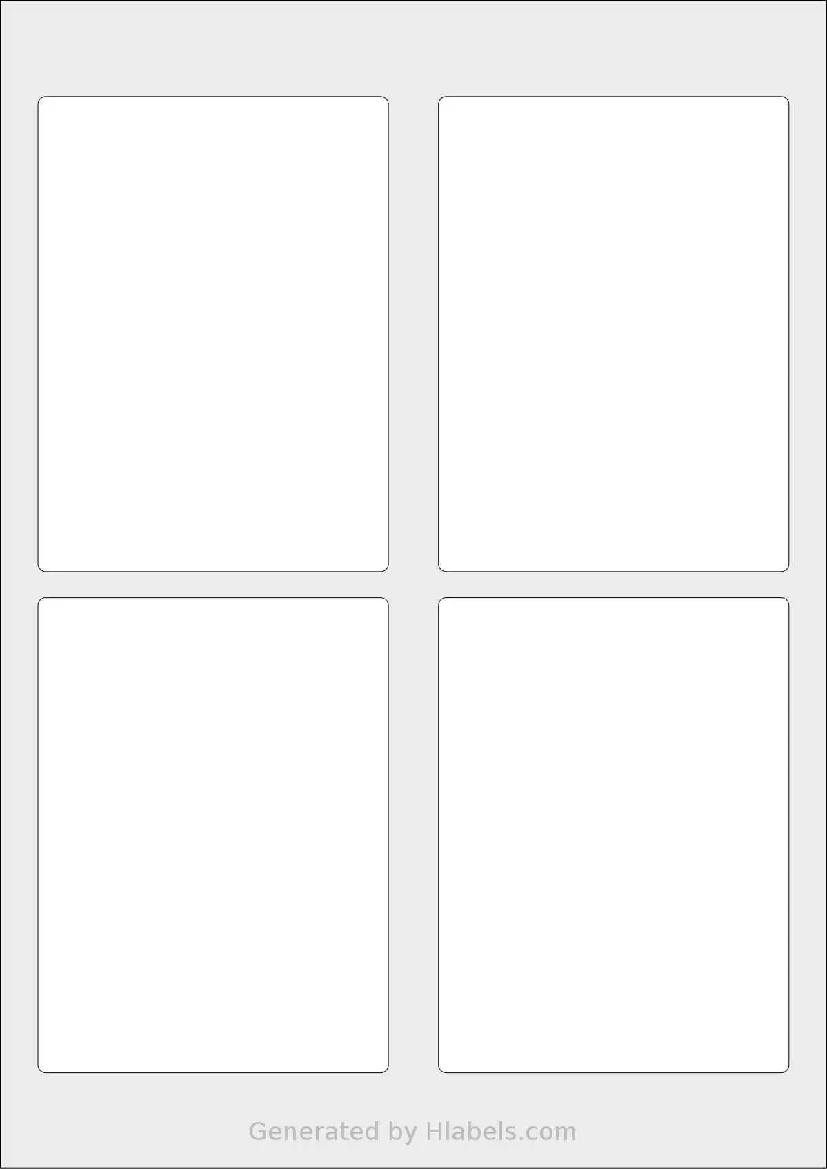 Avery® L7275 template with 4 rectangular 89 x 120.7 millimeter labels per sheet, on A4-size adhesive blank label sheets.