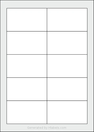 Avery® L7414 template with 10 rectangular 90 x 52 millimeter labels per sheet, on A4-size adhesive blank label sheets.
