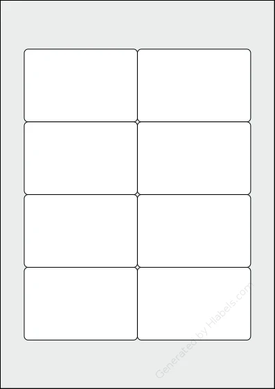 Avery® L7418 template with 8 rectangular 86.5 x 55.5 millimeter labels per sheet, on A4-size adhesive blank label sheets.