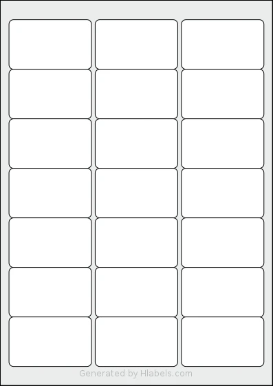 Avery® L7560 Template Avery® L7560 template with 21 rectangular 63.5 x 38.1 millimeter labels per sheet, on A4-size adhesive blank label sheets.