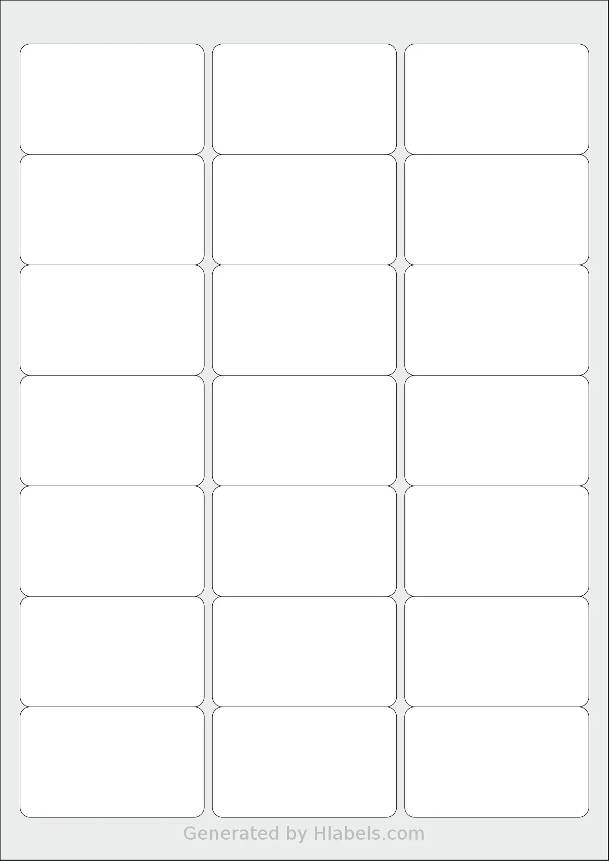 Avery® L7560 template with 21 rectangular 63.5 x 38.1 millimeter labels per sheet, on A4-size adhesive blank label sheets.