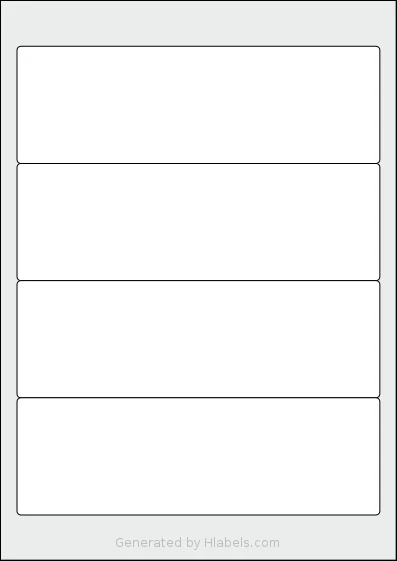 Avery® L7701 template with 4 rectangular 192 x 62 millimeter labels per sheet, on A4-size adhesive blank label sheets.