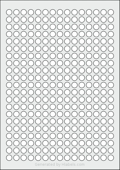 Avery® Zweckform 10 Template Avery® Zweckform 10 template with 315 circle labels per sheet, each 10 millimeter in diameter, on A4-size adhesive blank label sheets.