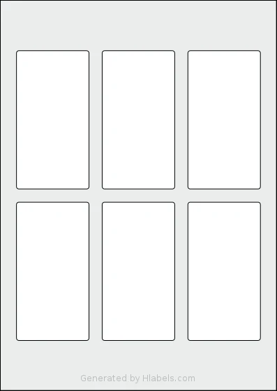 Avery® Zweckform 105x55 template with 6 rectangular 55 x 105 millimeter labels per sheet, on A4-size adhesive blank label sheets.
