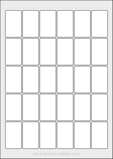 Avery® Zweckform 30x50 template with 30 rectangular 30 x 50 millimeter labels per sheet, on A4-size adhesive blank label sheets.