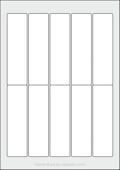 Avery® Zweckform 35x125 template with 10 rectangular 35 x 125 millimeter labels per sheet, on A4-size adhesive blank label sheets.