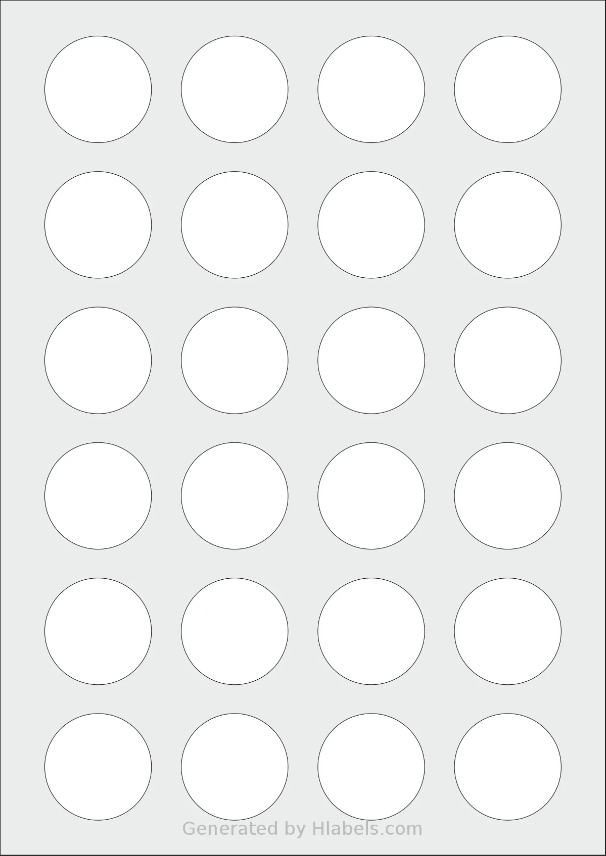 Avery® Zweckform 37 template with 24 circle labels per sheet, each 37 millimeter in diameter, on A4-size adhesive blank label sheets.